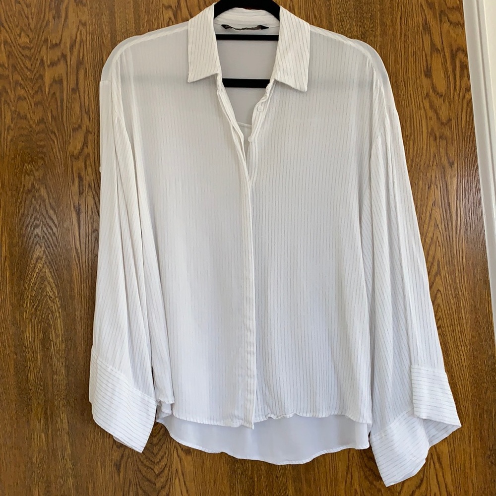 Zara small pinstripe blouse